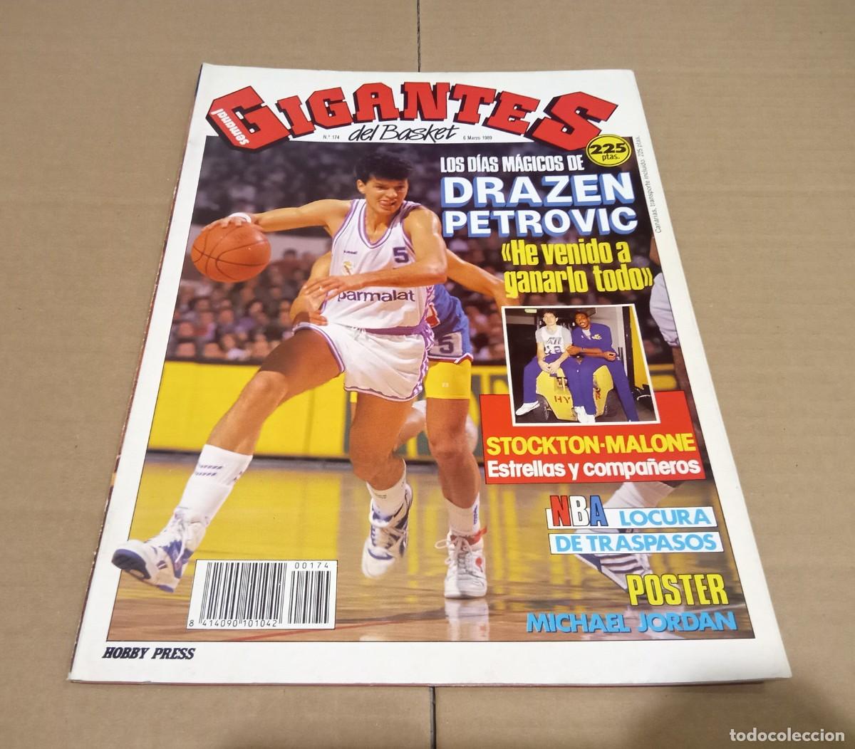 Sports collectibles: REVISTA GIGANTES DEL BASKET #174 1989 PETROVIC POSTER MICHAEL JORDAN NBA COMPLETA MUY BUEN ESTADO