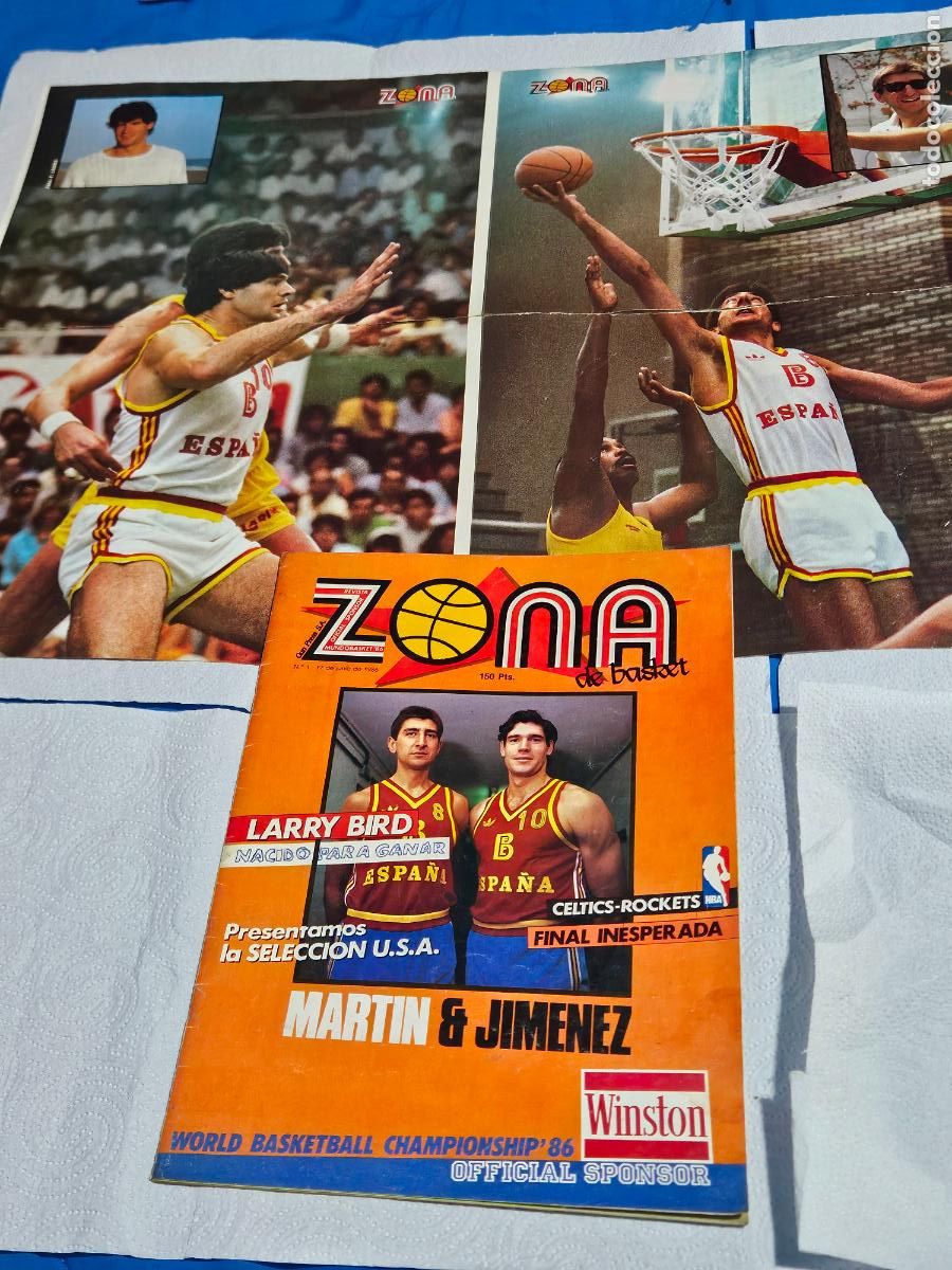 Coleccionismo deportivo: REVISTA ZONA DE BASKET N&ordm; 1 - 1986 MUNDOBASKET ESPA&Ntilde;A 86 - POSTER MARTIN JIMENEZ - LARRY BIRD