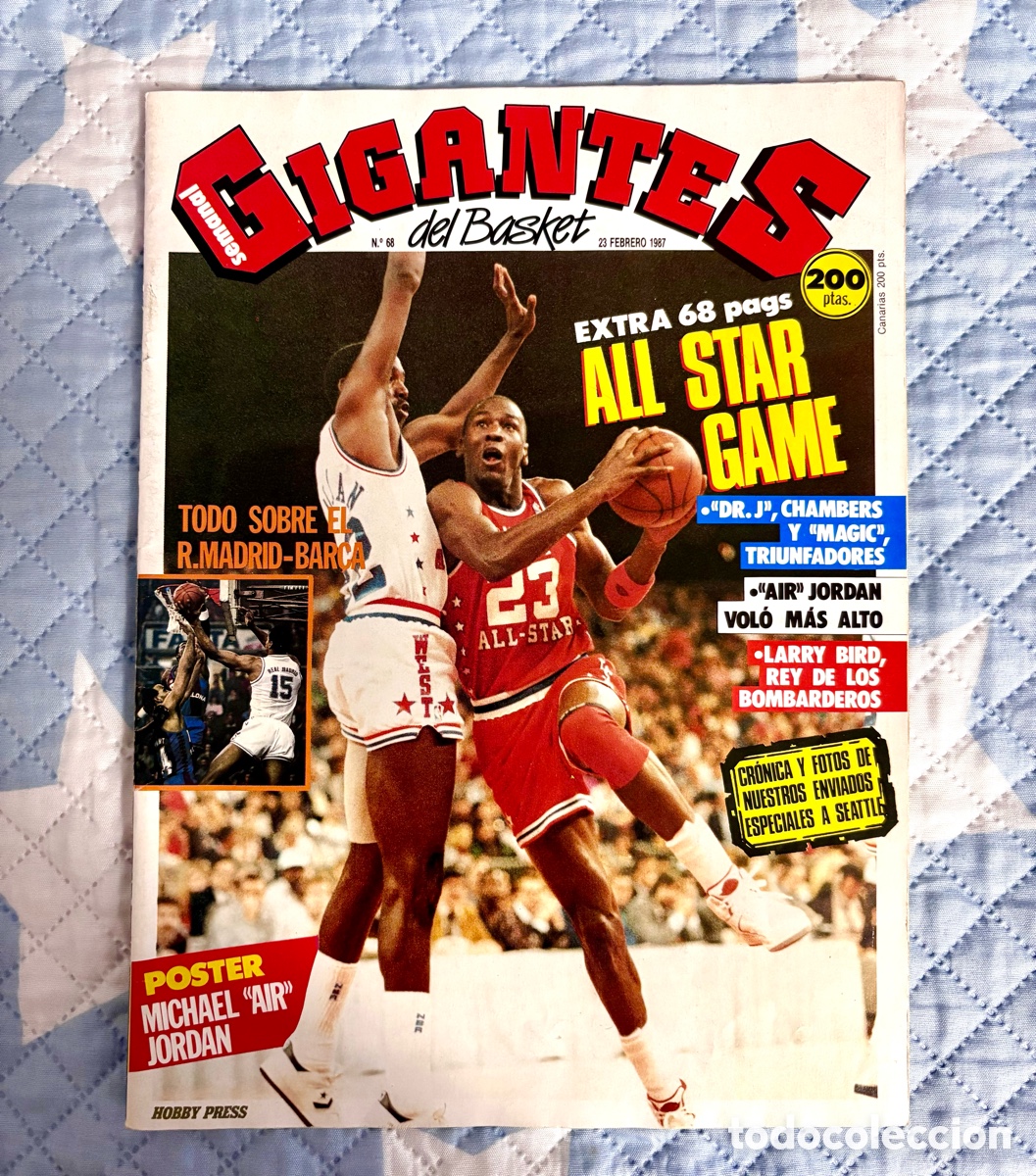 Coleccionismo deportivo: Revista Gigantes del Basket N&ordm; 68 (1987) + P&oacute;ster Michael Jordan - 100% Original