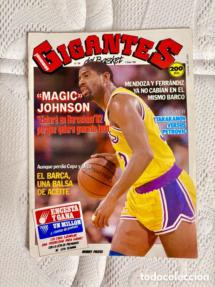 Coleccionismo deportivo: Revista Gigantes Del Basket N&ordm; 166 (1989) - Magic Johnson &iexcl;CON P&Oacute;STER INTACTO!