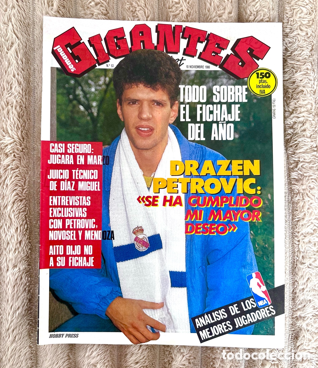 Coleccionismo deportivo: JOYA - Revista 53 original Gigantes del Basket N&ordm; (1986) Fichaje Dražen Petrović . P&Oacute;STER INCLUIDO