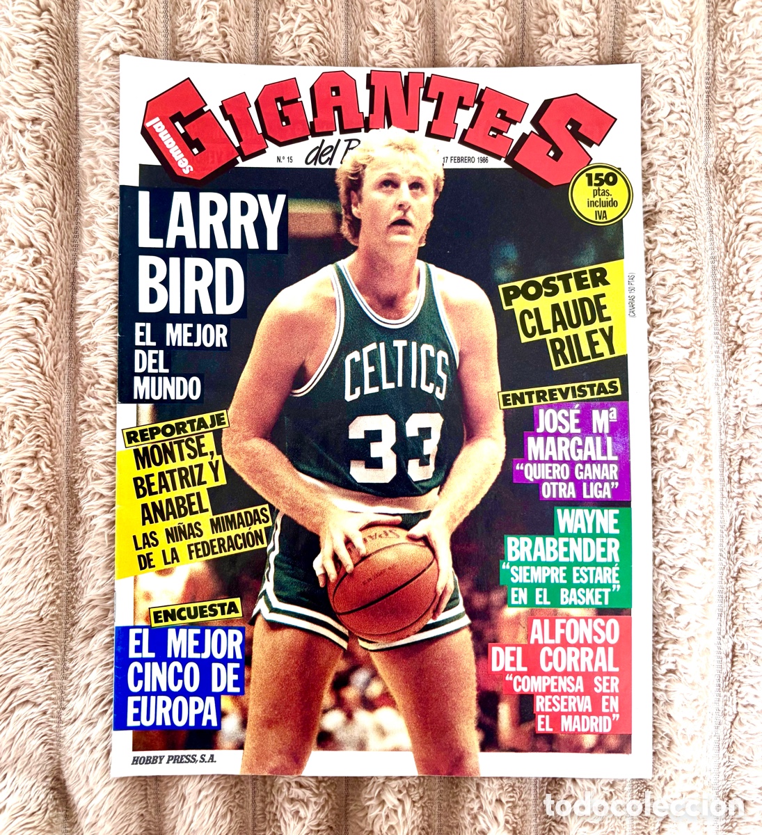 Coleccionismo deportivo: Revista Gigantes del Basket N&ordm; 15 (17 Feb 1986) - Larry Bird - &iexcl;IMPECABLE con P&oacute;ster original
