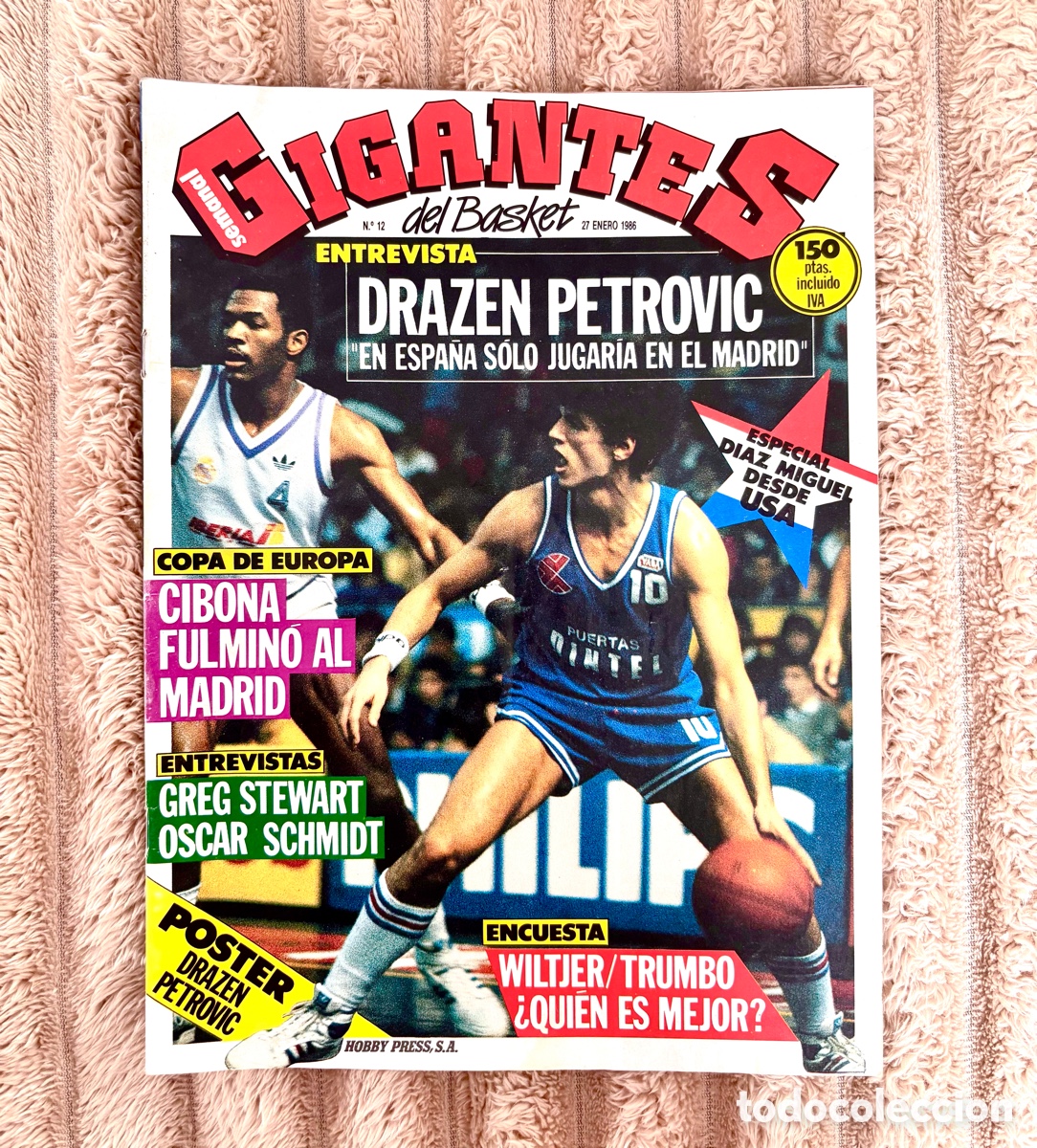 Coleccionismo deportivo: Revista Gigantes Del Basket N&ordm; 12 (1986) - Especial Drazen Petrovic - &iexcl;CON P&Oacute;STER ORIGINAL. Excelent