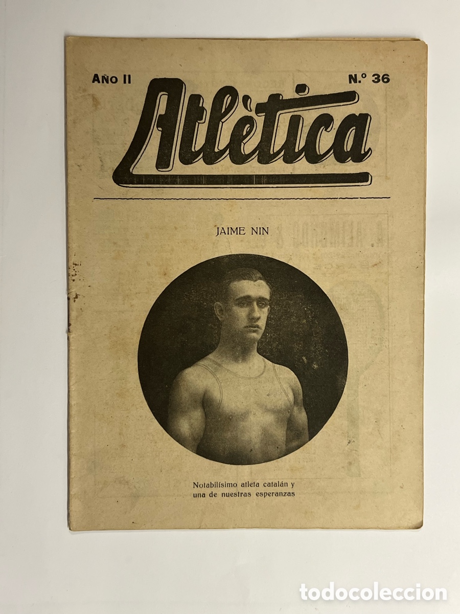 Coleccionismo deportivo: ATL&Eacute;TICA, Revista Quincenal No.36, JAIME NIN, Notabil&iacute;simo atleta catal&aacute;n. Barcelona (a.1918)