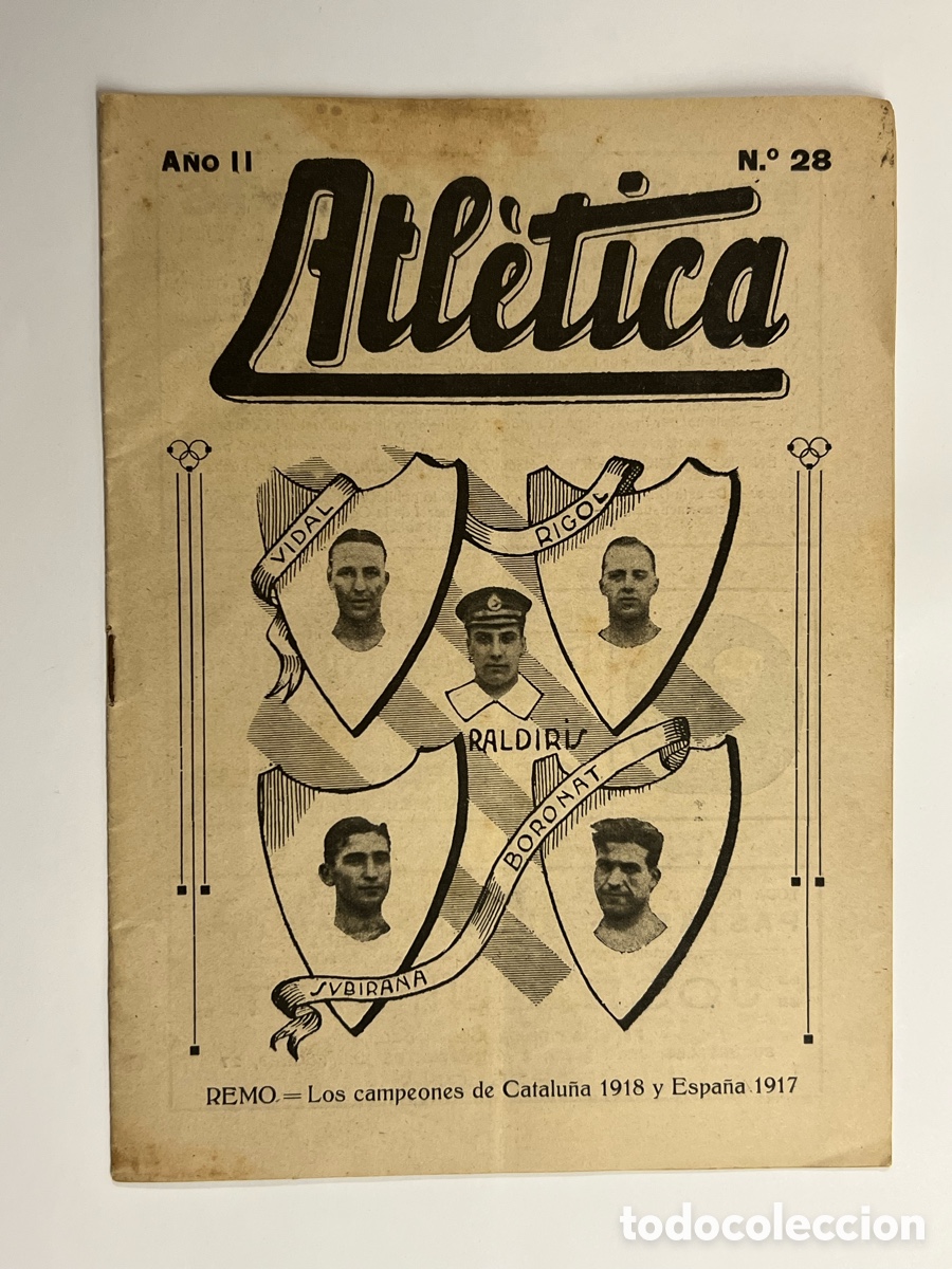 Coleccionismo deportivo: ATL&Eacute;TICA, Revista No.28, REMO. Los campeones de Catalu&ntilde;a 1918 y Espa&ntilde;a 1917, Barcelona (a.1918)