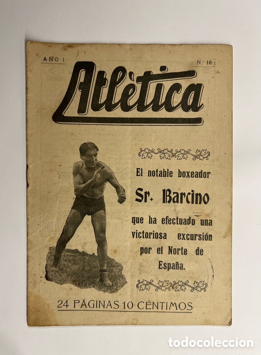 Coleccionismo deportivo: ATL&Eacute;TICA, Revista No.18, El notable boxeador Sr. Barcino que ha efectuado una victoriosa..