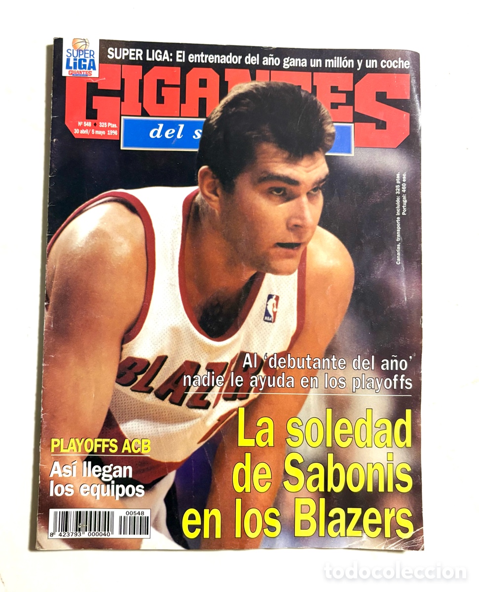 Coleccionismo deportivo: Revista Gigantes del Basket N&ordm; 548 (1996) - Portada Sabonis Blazers / NBA Playoffs