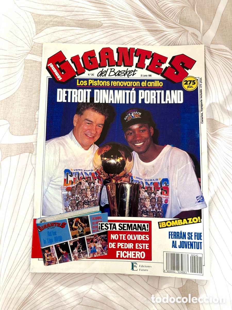 Coleccionismo deportivo: Revista Gigantes 242 (1990) Detroit Pistons Campeones NBA Isiah Thomas - Ferr&aacute;n Joventut