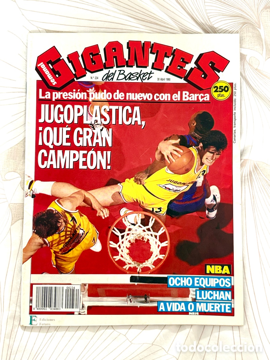 Coleccionismo deportivo: Revista Gigantes 234 (1990) Jugoplastika Campe&oacute;n de Europa - Final Four Zaragoza Bar&ccedil;a
