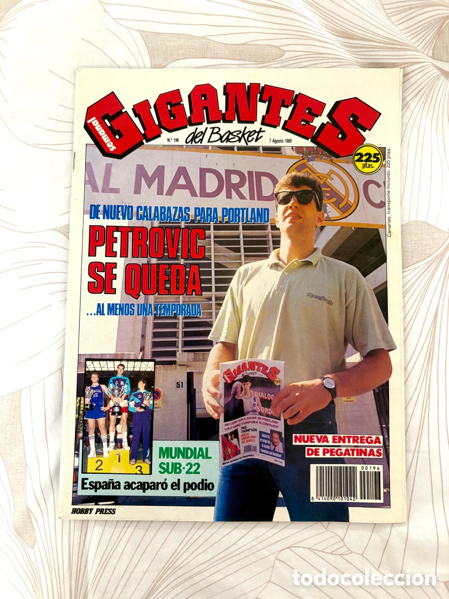 Coleccionismo deportivo: Revista Gigantes 196 (1989) Drazen Petrovic Real Madrid + P&oacute;ster Volkov URSS Italia
