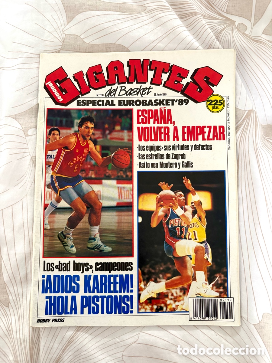 Collezionismo sportivo: Revista Gigantes 190 (1989) Especial Eurobasket Espa&ntilde;a - Adios Kareem Pistons Campeones