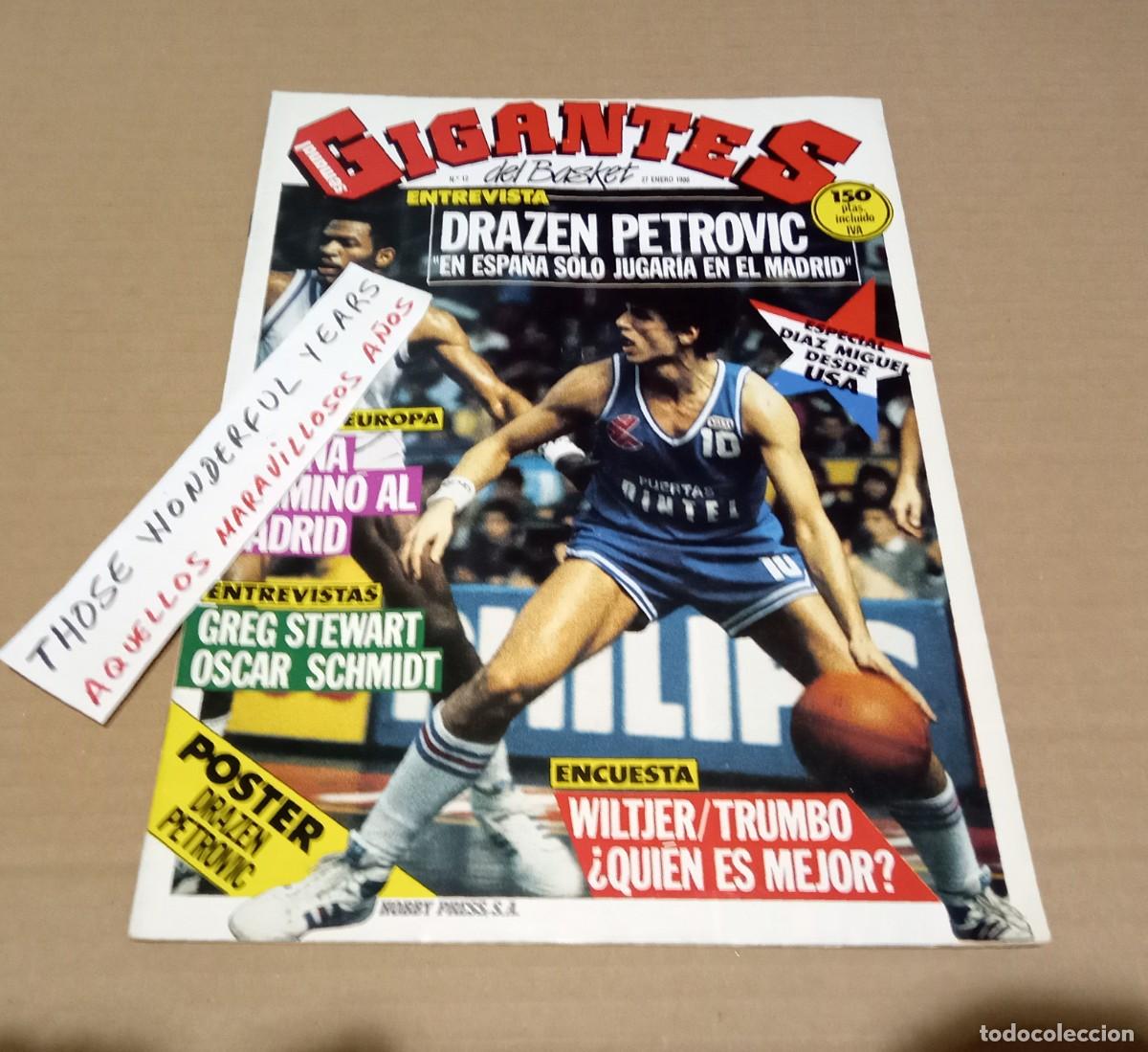 Coleccionismo deportivo: REVISTA MAGAZINE GIGANTES DEL BASKET #12 DRAZEN PETROVIC 1986 S&Iacute; P&Oacute;STER MUY BIEN CONSERVADA COMPLETA