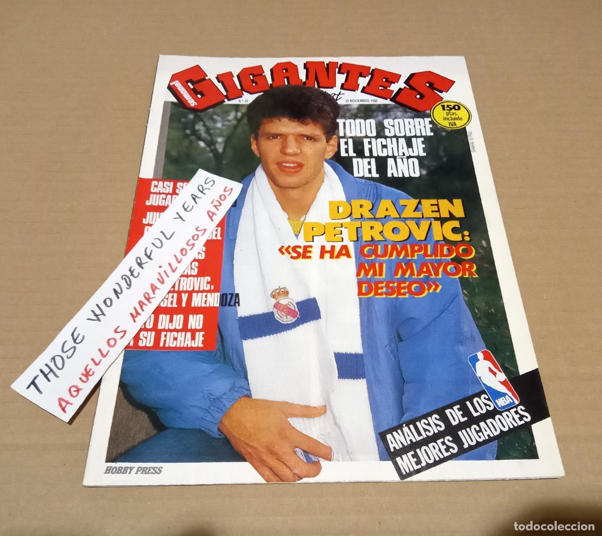 Coleccionismo deportivo: REVISTA MAGAZINE GIGANTES DEL BASKET #53 DRAZEN PETROVIC 1986 S&Iacute; P&Oacute;STER MUY BIEN CONSERVADA COMPLETA