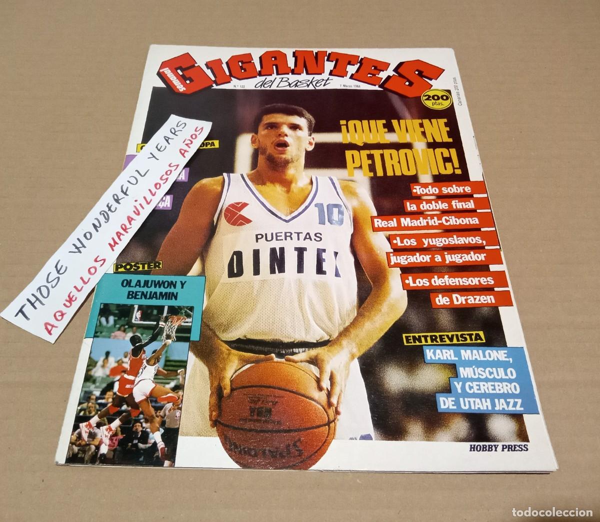 Coleccionismo deportivo: REVISTA MAGAZINE GIGANTES DEL BASKET #122 DRAZEN PETROVIC 1988 P&Oacute;STER MUY BIEN CONSERVADA COMPLETA