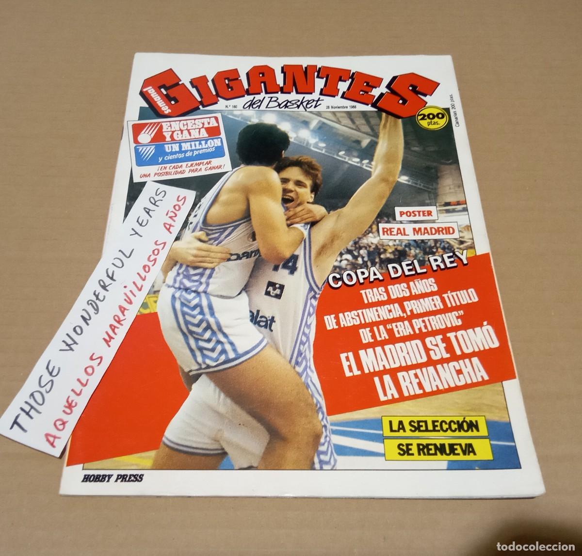 Coleccionismo deportivo: REVISTA MAGAZINE GIGANTES DEL BASKET #160 DRAZEN PETROVIC 1988 COPA DEL REY P&Oacute;STER REAL MADRID