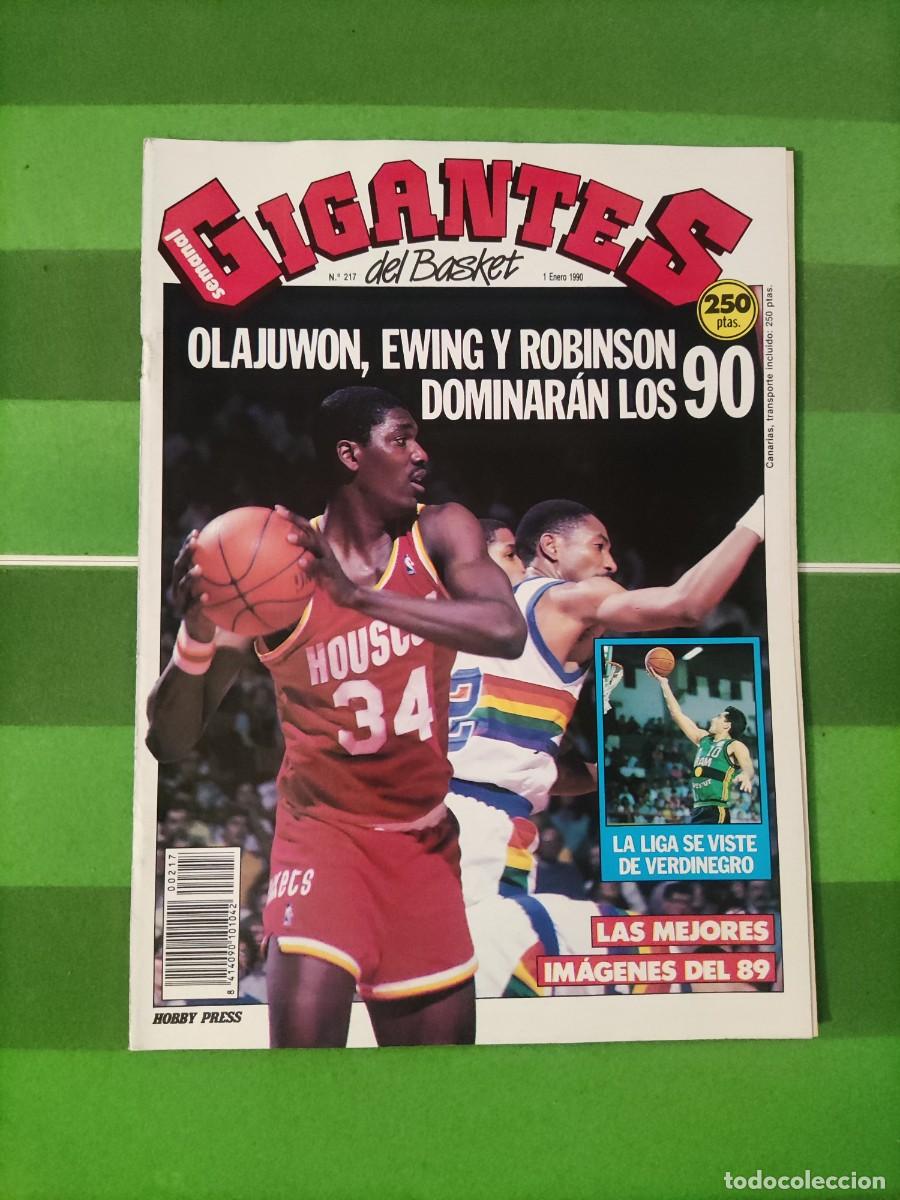 Coleccionismo deportivo: 217 Revista Gigantes del basket 1990 Olajuwon, Ewing y Robinson / Las mejores im&aacute;genes del 89