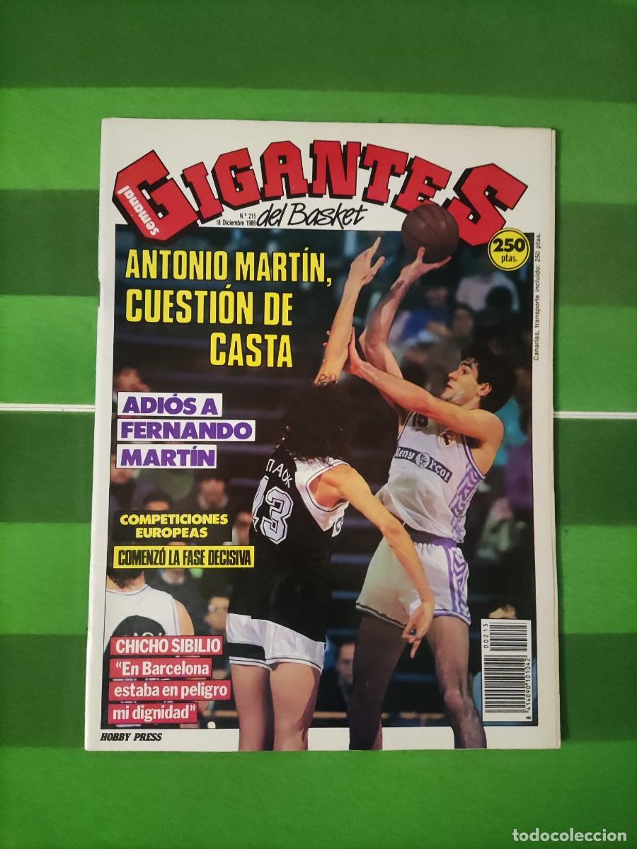 Coleccionismo deportivo: 215 Revista Gigantes del basket 1989 Antonio Mart&iacute;n / Adi&oacute;s a Fernando Mart&iacute;n / Chicho Sibilio