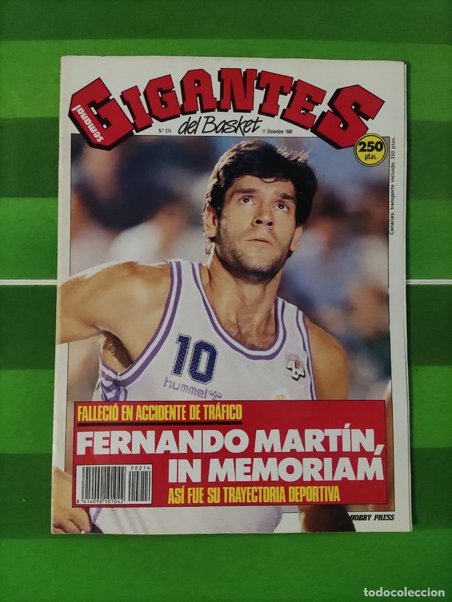 Coleccionismo deportivo: 214 Revista Gigantes del basket 1989 Fernando Mart&iacute;n in memorian