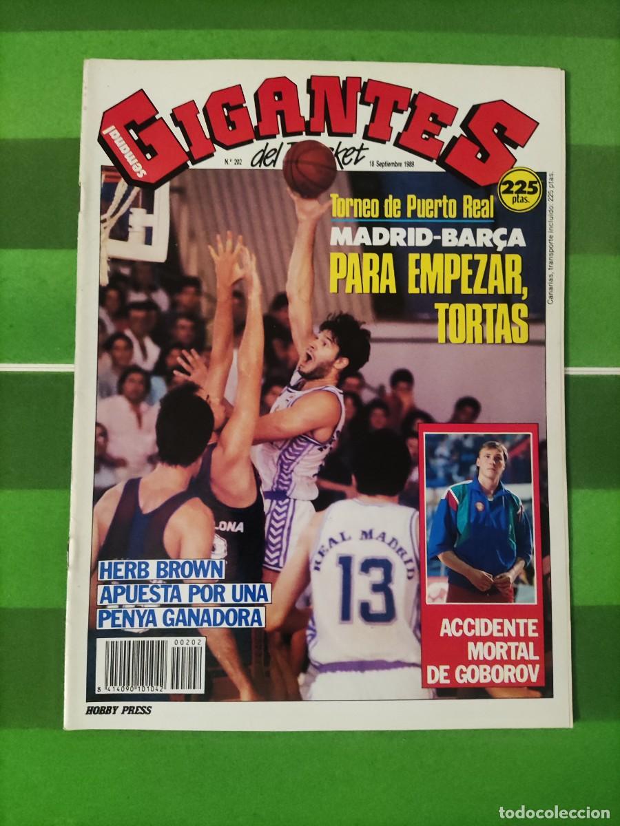 Coleccionismo deportivo: 202 Revista Gigantes del basket 1989 Madrid - Bar&ccedil;a / Herb Brown / Goborov accidente mortal