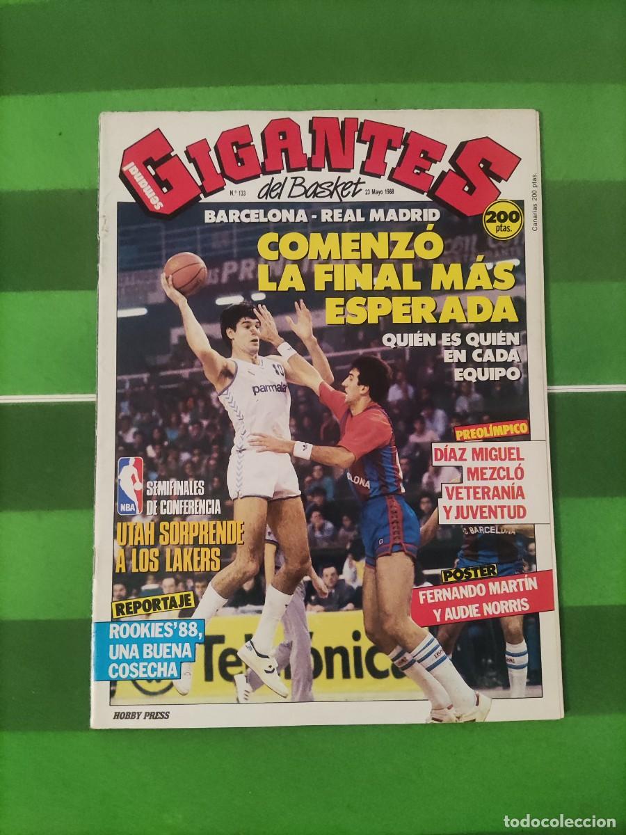 Coleccionismo deportivo: 133 Revista Gigantes del basket 1988 Final liga Madrid - Bar&ccedil;a / Rookies '88 / Fernando Mart&iacute;n