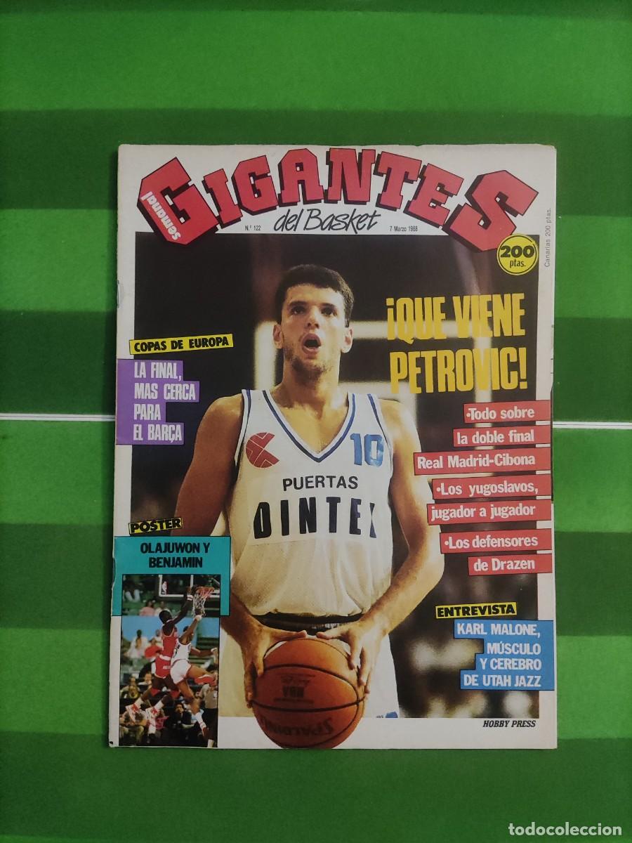 Coleccionismo deportivo: 122 Revista Gigantes del basket 1988 Final Copa Korac Madrid - Cibona / Karl Malone