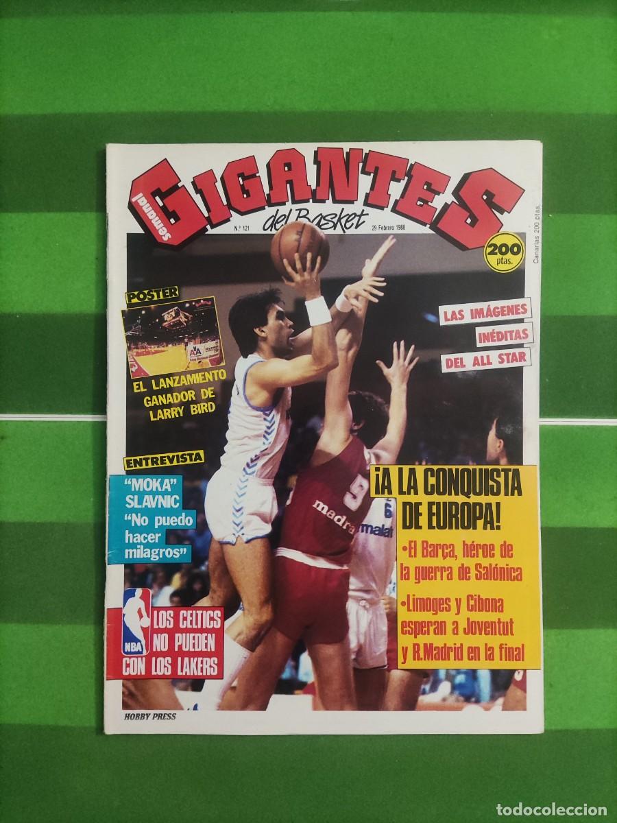 Coleccionismo deportivo: 121 Revista Gigantes del basket 1988 Im&aacute;genes del All Star / Moka Slavnic / Bar&ccedil;a / Larry Bird