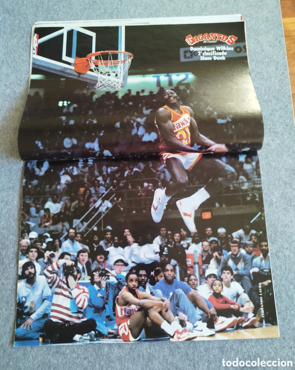 Sammelleidenschaft Sport: 1986 REVISTA GIGANTES BASKET POSTER DOMINIQUE WILKINS SLAM DUNK # 17