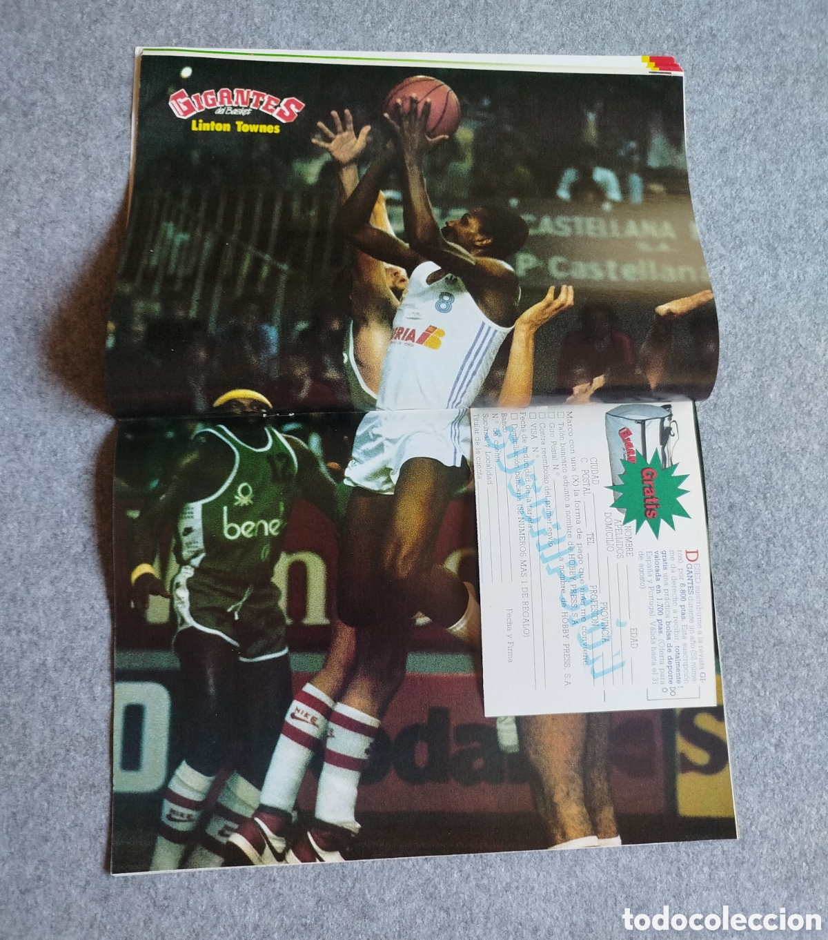 Coleccionismo deportivo: #27 - 1986 REVISTA GIGANTES BASKET POSTER LINTON TOWNES CON CUP&Oacute;N SUSCRIPCI&Oacute;N LAKERS CELTICS