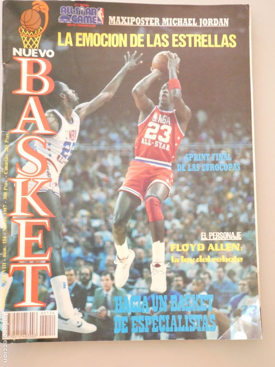 Coleccionismo deportivo: REVISTA DE BALONCESTO. NUEVO BASKET 154 MARZO 1987. NBA ALL STAR MICHAEL JORDAN, FLOYD ALLEN. 230GR