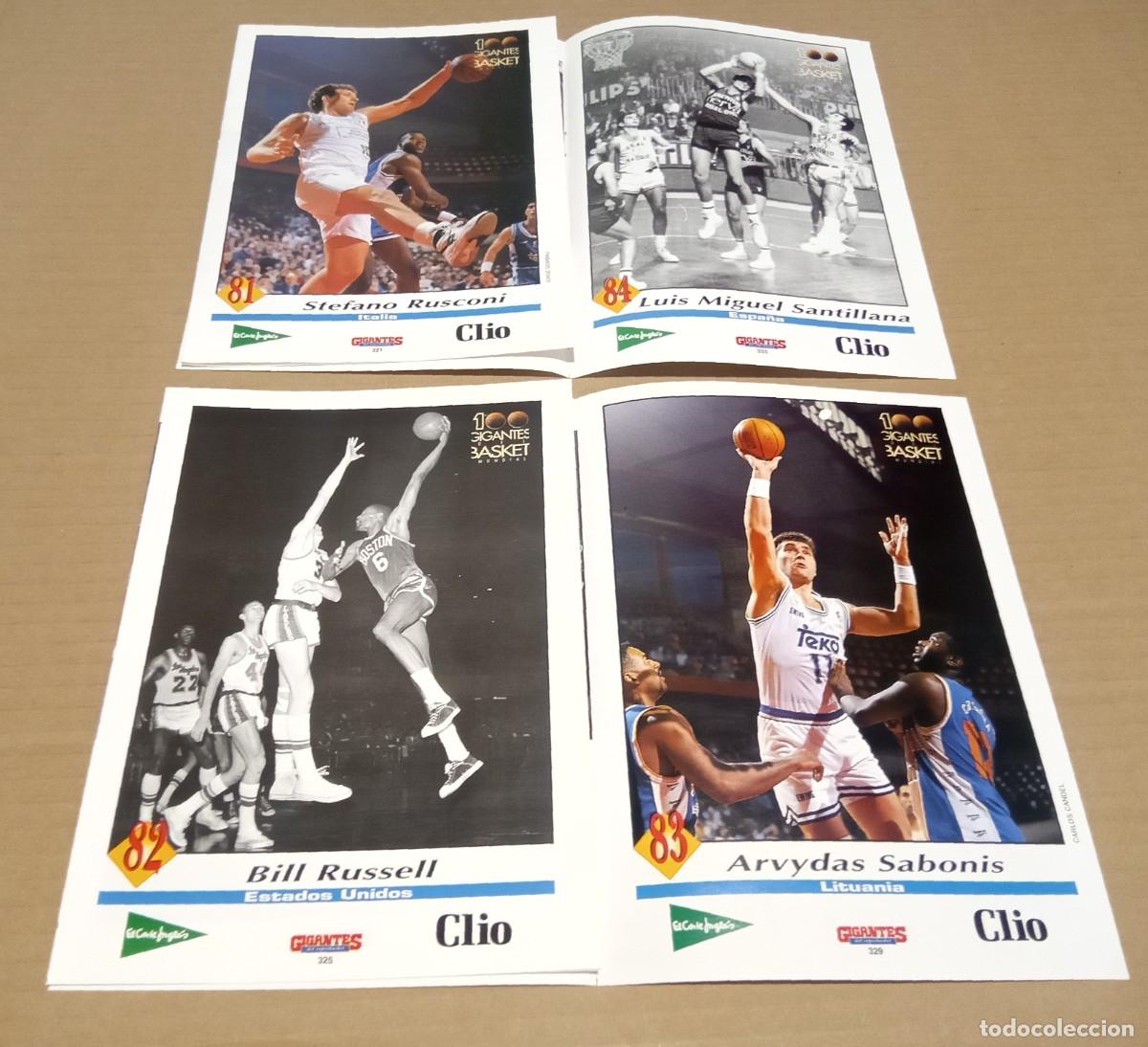 Coleccionismo deportivo: Fasc&iacute;culo Ficha Gigantes Del Basket Stefano Rusconi Bill Russell L.M Santillana Arvidas Sabonis 1994