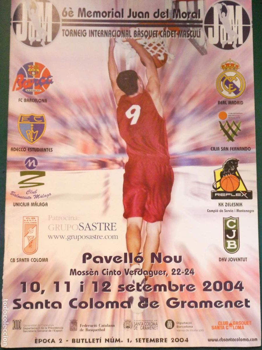 Coleccionismo deportivo: REVISTA BALONCESTO TORNEO JUAN DEL MORAL 2004 FC BARCELONA REAL MADRID ESTUDIANTES UNICAJA . 160GR