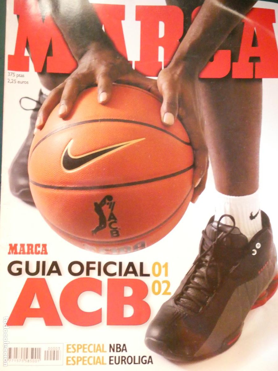 Collezionismo sportivo: REVISTA LIBRO DE BALONCESTO. GU&Iacute;A OFICIAL MARCA LIGA ACB 2001 2002. NBA EUROLIGA 340GR