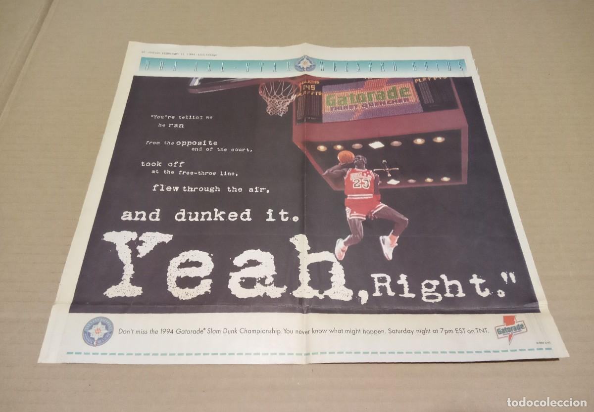Collezionismo sportivo: P&oacute;ster Cartel Baloncesto NBA Michael Jordan Dunk Contest All Star Game 1988 Peri&oacute;dico USA Today 1994