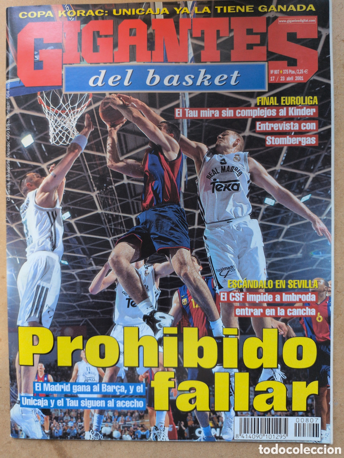 Coleccionismo deportivo: GIGANTES del BASKET n&ordm;807 17/04/2001
