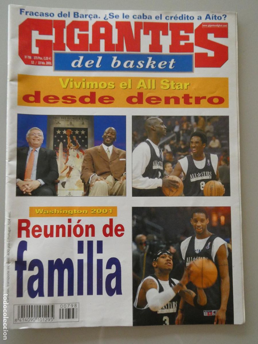Collezionismo sportivo: REVISTA DE BALONCESTO. GIGANTES DEL BASKET. 798 FEBRERO 2001 NBA ALL STAR JORDAN KOBE BRYANT . 140GR