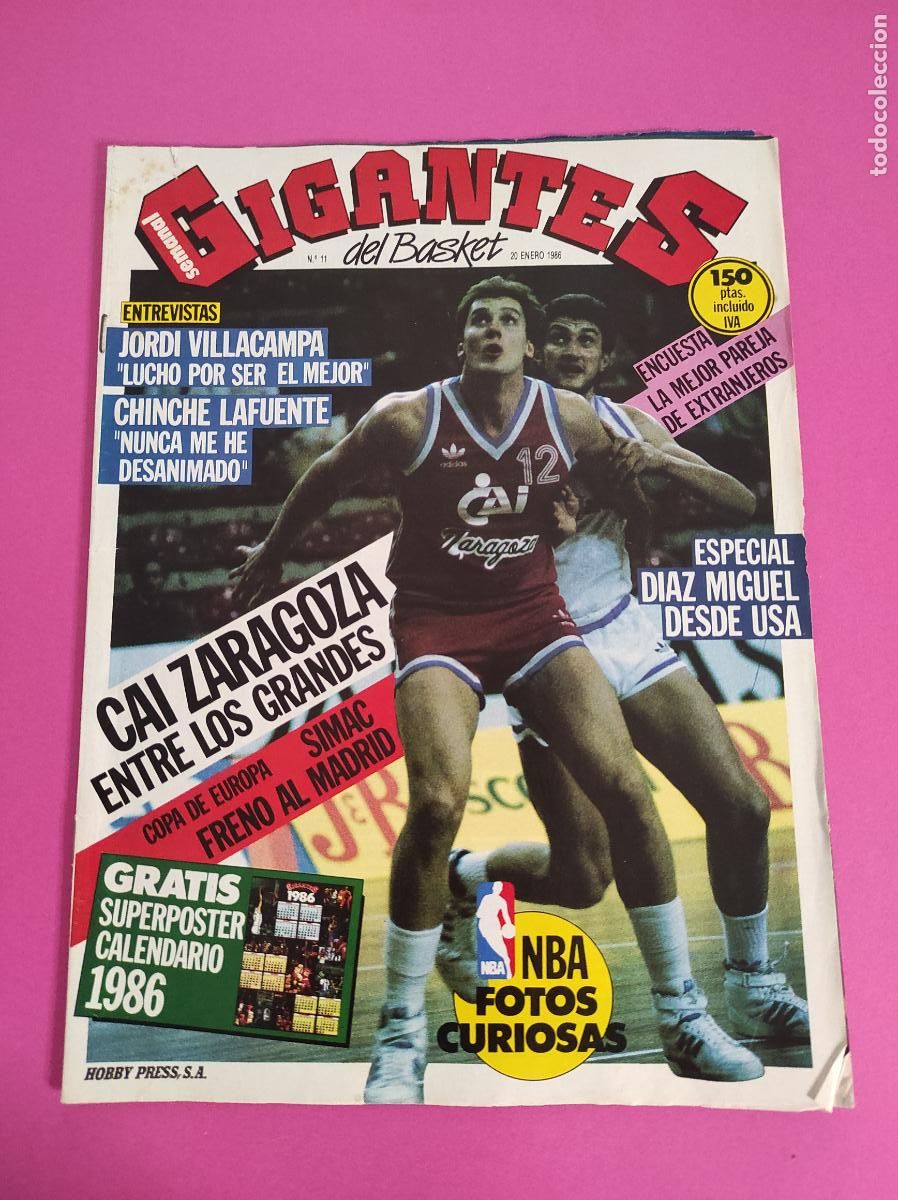 Sports collectibles: REVISTA GIGANTES BASKET N&ordm; 11 1986 CAI ZARAGOZA - DIAZ MIGUEL - JORDI VILLACAMPA