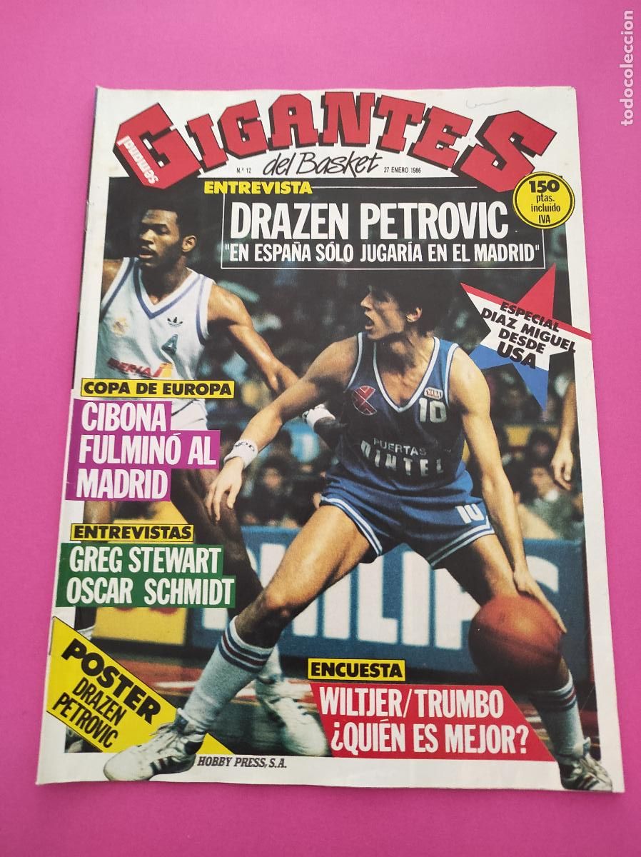 Collectionnisme sportif: REVISTA GIGANTES BASKET N&ordm; 12 1986 DRAZEN PETROVIC CIBONA - NBA - DIAZ MIGUEL - OSCAR SCHMIDT
