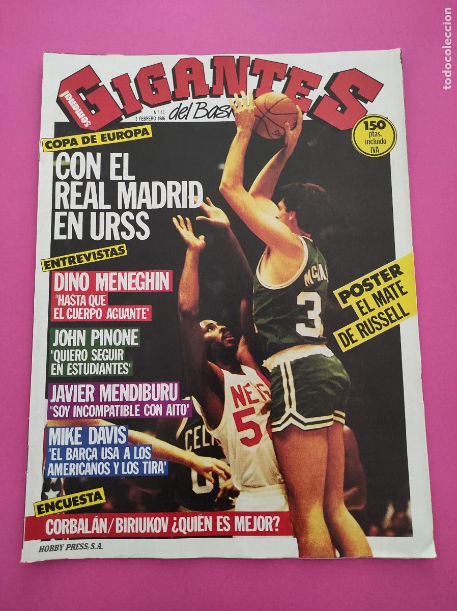 Collectionnisme sportif: REVISTA GIGANTES BASKET N&ordm; 13 1986 PINONE - NBA - DINO MENEGHIN - MIKE DAVIS