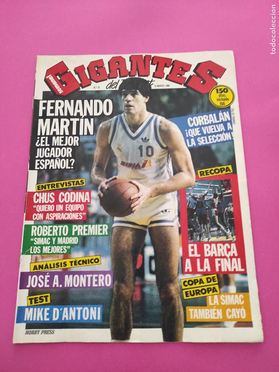 Colecionismo desportivo: REVISTA GIGANTES BASKET N&ordm; 18 1986 FERNANDO MARTIN REAL MADRID - RECOPA BAR&Ccedil;A - CORBALAN - MONTERO