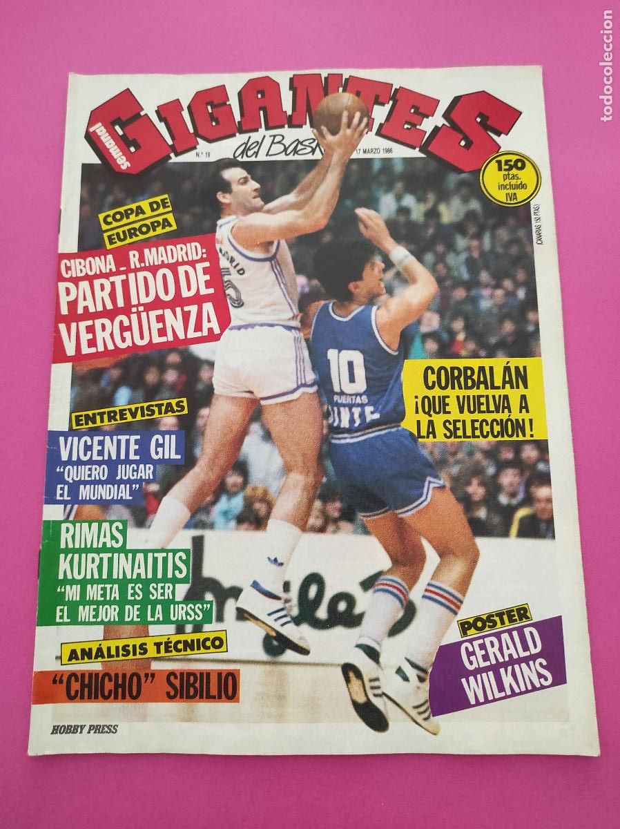 Colecionismo desportivo: REVISTA GIGANTES BASKET N&ordm; 19 1986 CORBALAN - CIBONA - VICENTE GIL - CHICHO SIBILIO - KURTINAITIS