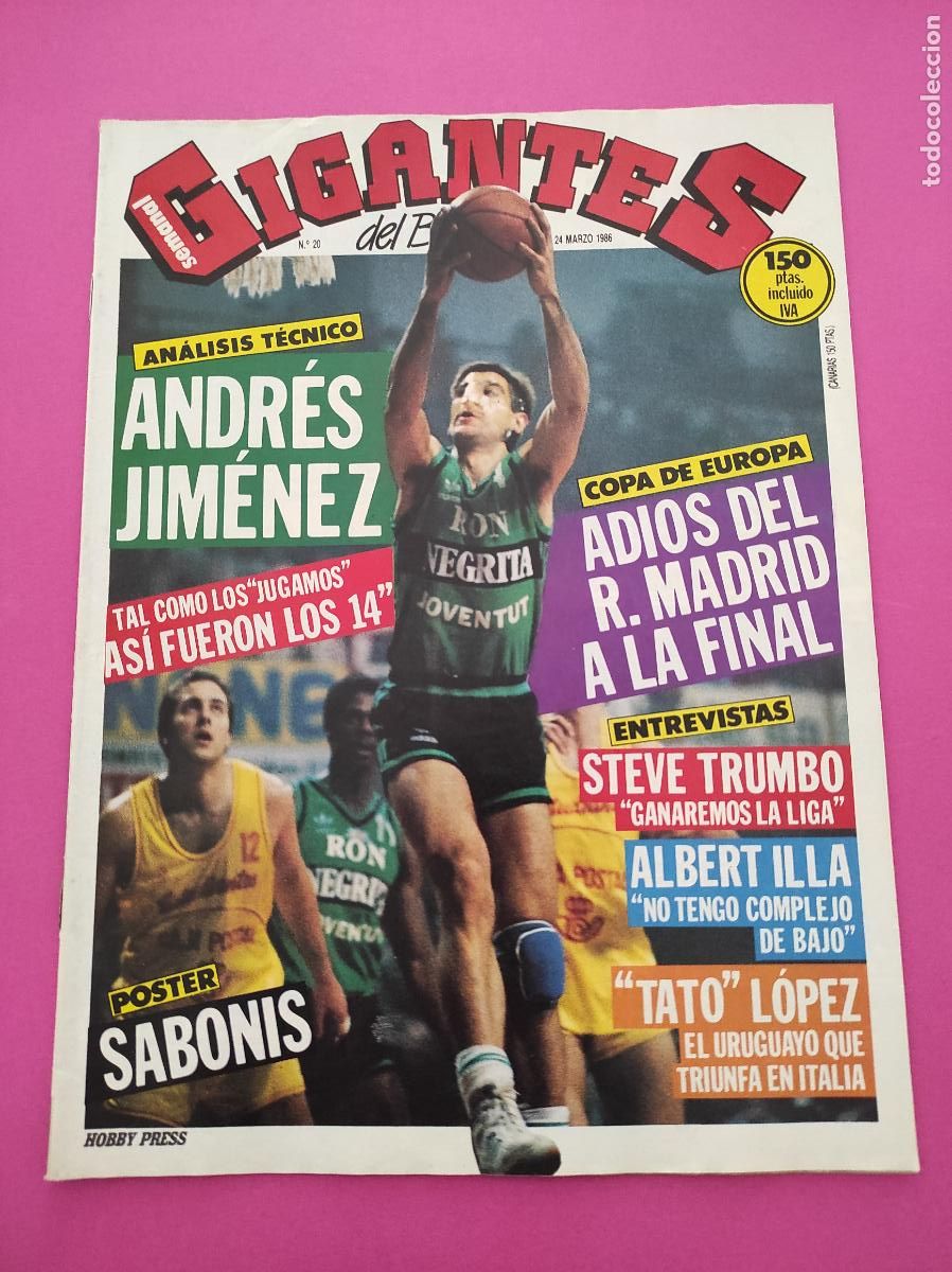Coleccionismo deportivo: REVISTA GIGANTES DEL BASKET N&ordm; 20 1986 ANDRES JIMENEZ - STEVE TRUMBO - TDK MANRESA - ALBERT ILLA