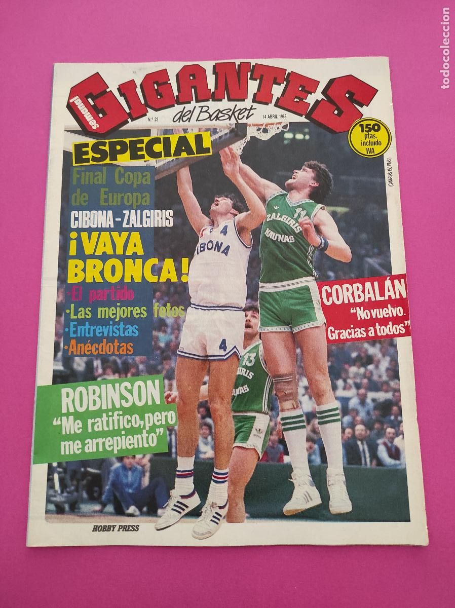 Coleccionismo deportivo: REVISTA GIGANTES BASKET N&ordm; 23 1986 CIBONA-ZALGUIRIS FINAL COPA EUROPA - NBA - CORBALAN ROBINSON