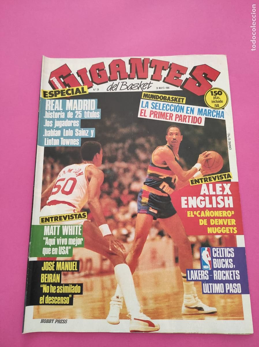 Collezionismo sportivo: REVISTA GIGANTES DEL BASKET N&ordm; 29-1986-ESPECIAL REAL MADRID-MUNDOBASKET-JOSE MANUEL BEIRAN-WHITE