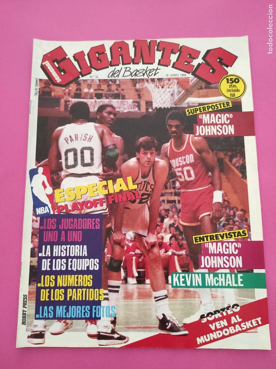 Coleccionismo deportivo: REVISTA GIGANTES DEL BASKET N&ordm; 32 1986 MAGIC JOHNSON-FINAL NBA CELTICS ROCKETS MCHALE