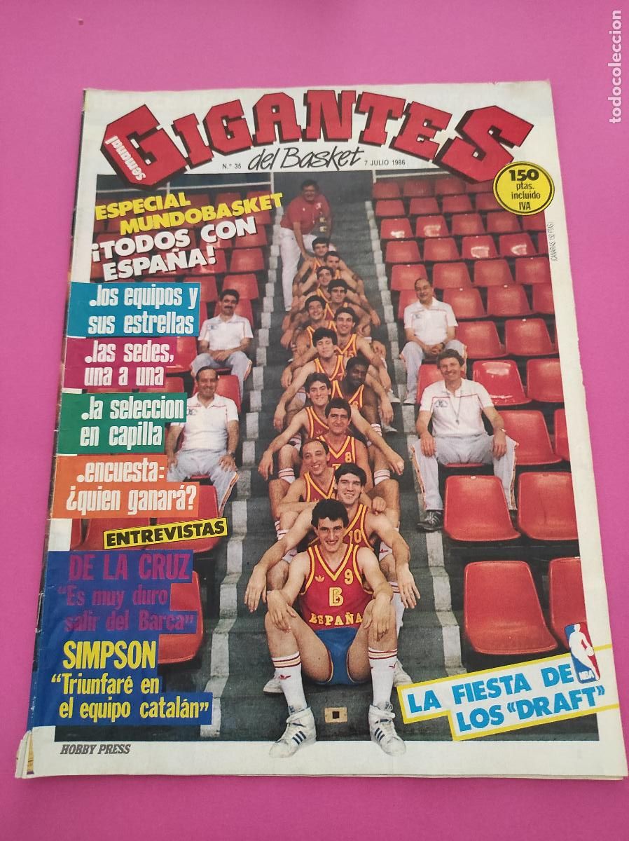 Sammelleidenschaft Sport: REVISTA GIGANTES BASKET N&ordm; 35 1986 ESPECIAL MUNDOBASKET 86 POSTER EPI ESPA&Ntilde;A - DRAFT NBA