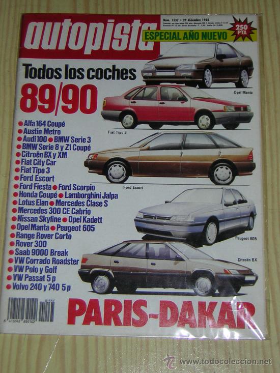 Autos: AUTOPISTA N&ordm; 1537 - DICIEMBRE 1988 - ESPECIAL A&Ntilde;O NUEVO / NOVEDADES / PARIS DAKAR