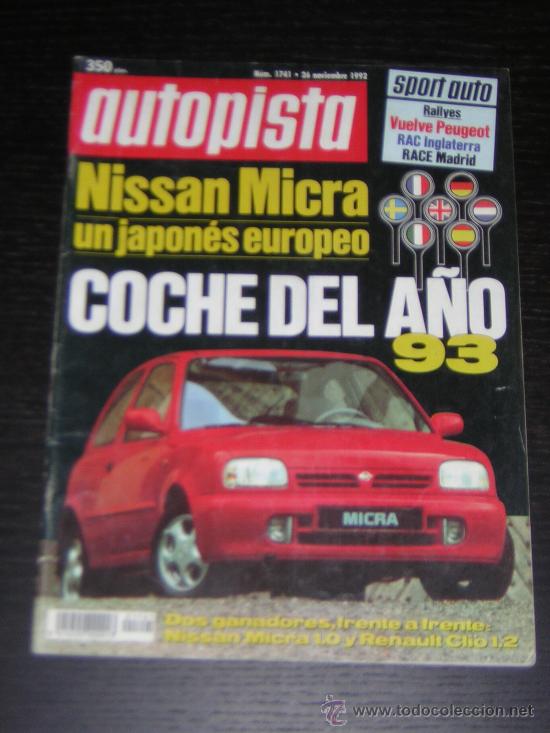 Coches: AUTOPISTA N&ordm; 1741 - NOVIEMBRE 1992 - MERCEDES 220 E / ROCSTA GL / RENAULT CLIO MECANO / MICRA