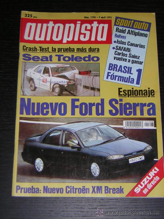 Coches: AUTOPISTA - N&ordm; 1708 - ABRIL 1992 - SEAT TOLEDO GL / CITROEN XM BREAK / PORSCHE 928 GTS