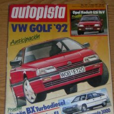 Auto: AUTOPISTA Nº 1504 - MAYO 1988 - OPEL KADETT GSI 16V / CITROEN BX TD / MERCEDES SL / VW GOLF. Lote 13455702