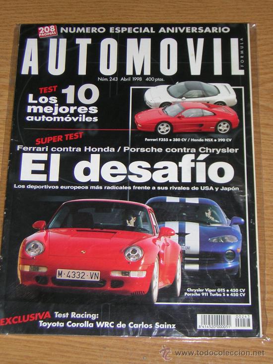 Coches: AUTOMOVIL N&ordm; 243 - ABRIL 1998 - FERRARI F 355 / HONDA NSX / PORSCHE 911 TURBO S / VIPER GTS